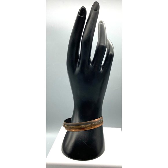 Vintage Genuine Copper Cuff Bracelet, Smooth Wider Band with Ridged Skinny - Picture 1 of 7